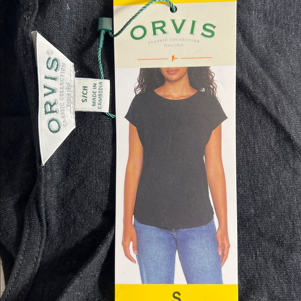 NWT Orvis Women’s Linen Blend Short Sleeve Top, Black linen scoop neckline‎ - Picture 8 of 8